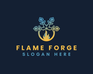 Snowflake Fire Ice logo design