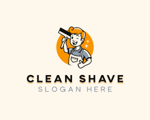 Janitor Cleaning Squeegee logo design