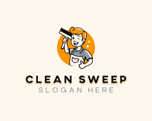 Janitor Cleaning Squeegee logo design