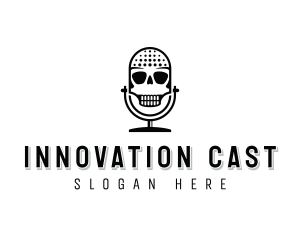 Skull Microphone Podcast logo design