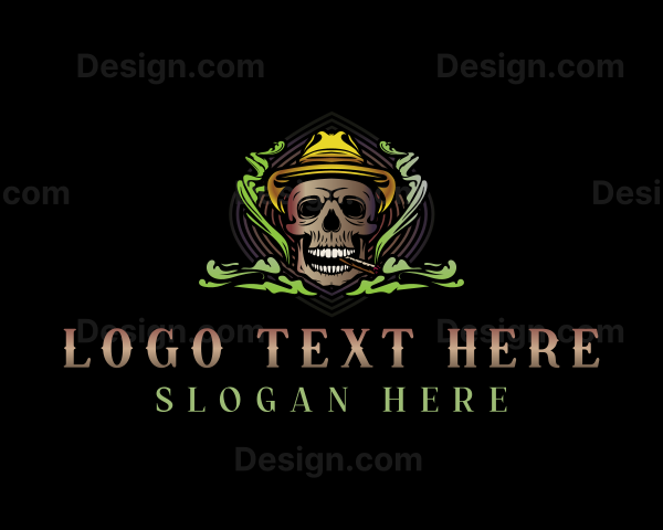 Hat Smoking Skull Logo