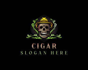 Hat Smoking Skull logo design