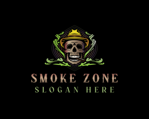 Hat Smoking Skull logo design