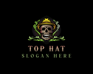 Hat Smoking Skull logo design