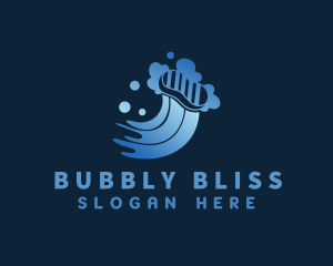 Blue Clean Sponge Bubbles logo design