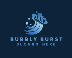 Blue Clean Sponge Bubbles logo design