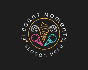 Neon Ice Cream Seal  Logo