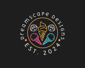 Neon Ice Cream Seal  logo design