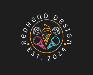 Neon Ice Cream Seal  logo design