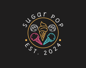 Neon Ice Cream Seal  logo design