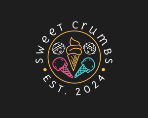 Neon Ice Cream Seal  logo design