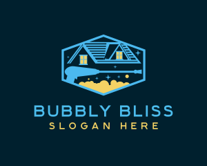 Pressure Washer Sparkling Bubbles logo design