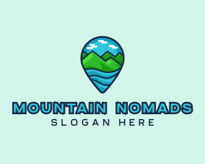 Mountain Sea Location Pin logo design