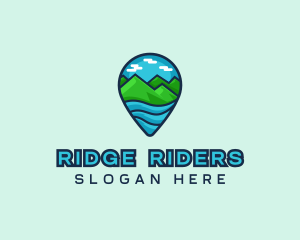 Mountain Sea Location Pin logo design