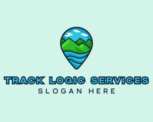 Mountain Sea Location Pin logo