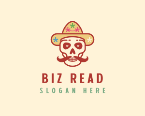 Mustache Calavera Skull logo design