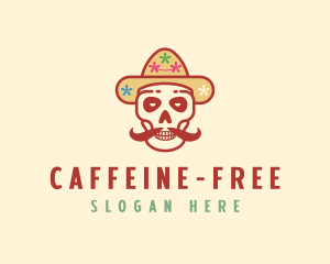 Mustache Calavera Skull logo design