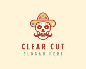 Mustache Calavera Skull logo design