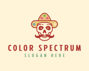 Mustache Calavera Skull logo design