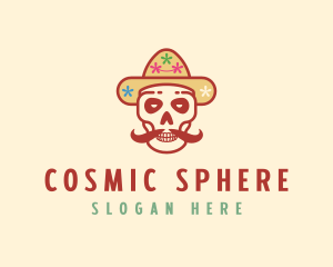 Mustache Calavera Skull logo design