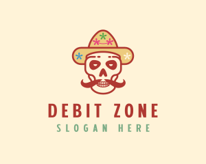 Mustache Calavera Skull logo design