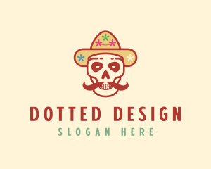 Mustache Calavera Skull logo design