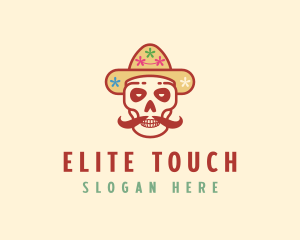 Mustache Calavera Skull logo design