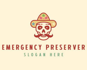 Mustache Calavera Skull logo design