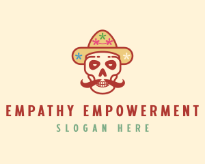 Mustache Calavera Skull logo design