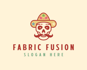 Mustache Calavera Skull logo design