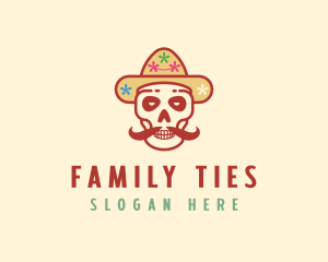 Mustache Calavera Skull logo design