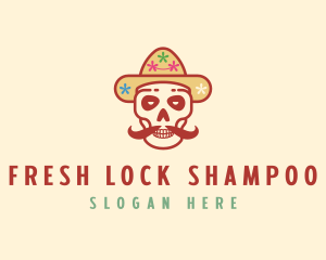 Mustache Calavera Skull logo design