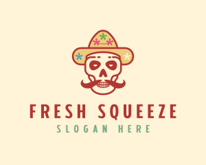 Mustache Calavera Skull logo design