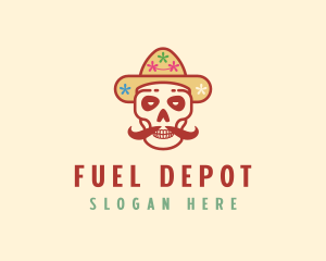 Mustache Calavera Skull logo design