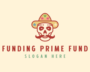 Mustache Calavera Skull logo design