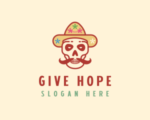 Mustache Calavera Skull logo design