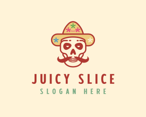 Mustache Calavera Skull logo design