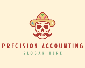 Mustache Calavera Skull logo design