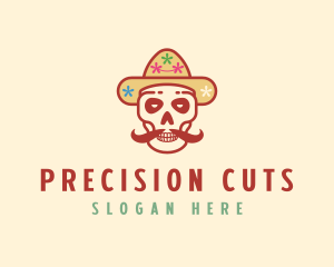 Mustache Calavera Skull logo design