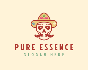 Mustache Calavera Skull logo design