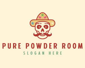 Mustache Calavera Skull logo design