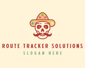 Mustache Calavera Skull logo design