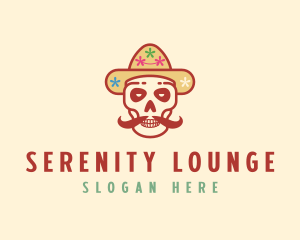 Mustache Calavera Skull logo design