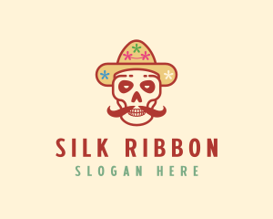 Mustache Calavera Skull logo design