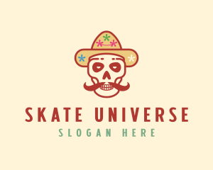 Mustache Calavera Skull logo