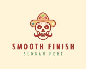 Mustache Calavera Skull logo design