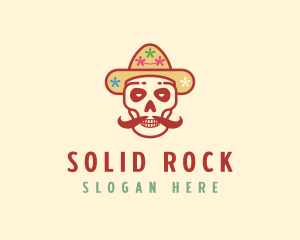 Mustache Calavera Skull logo design