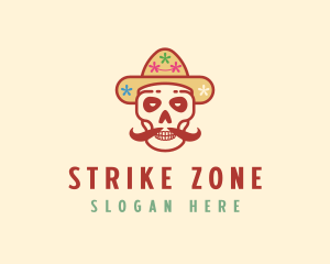 Mustache Calavera Skull logo design