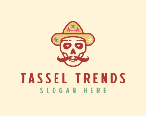 Mustache Calavera Skull logo design