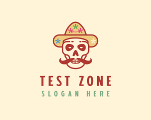 Mustache Calavera Skull logo design